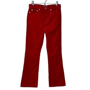 New Re/Done Originals High Rise Cropped Red Velvet Flare Leg Pants Women 27 NWOT